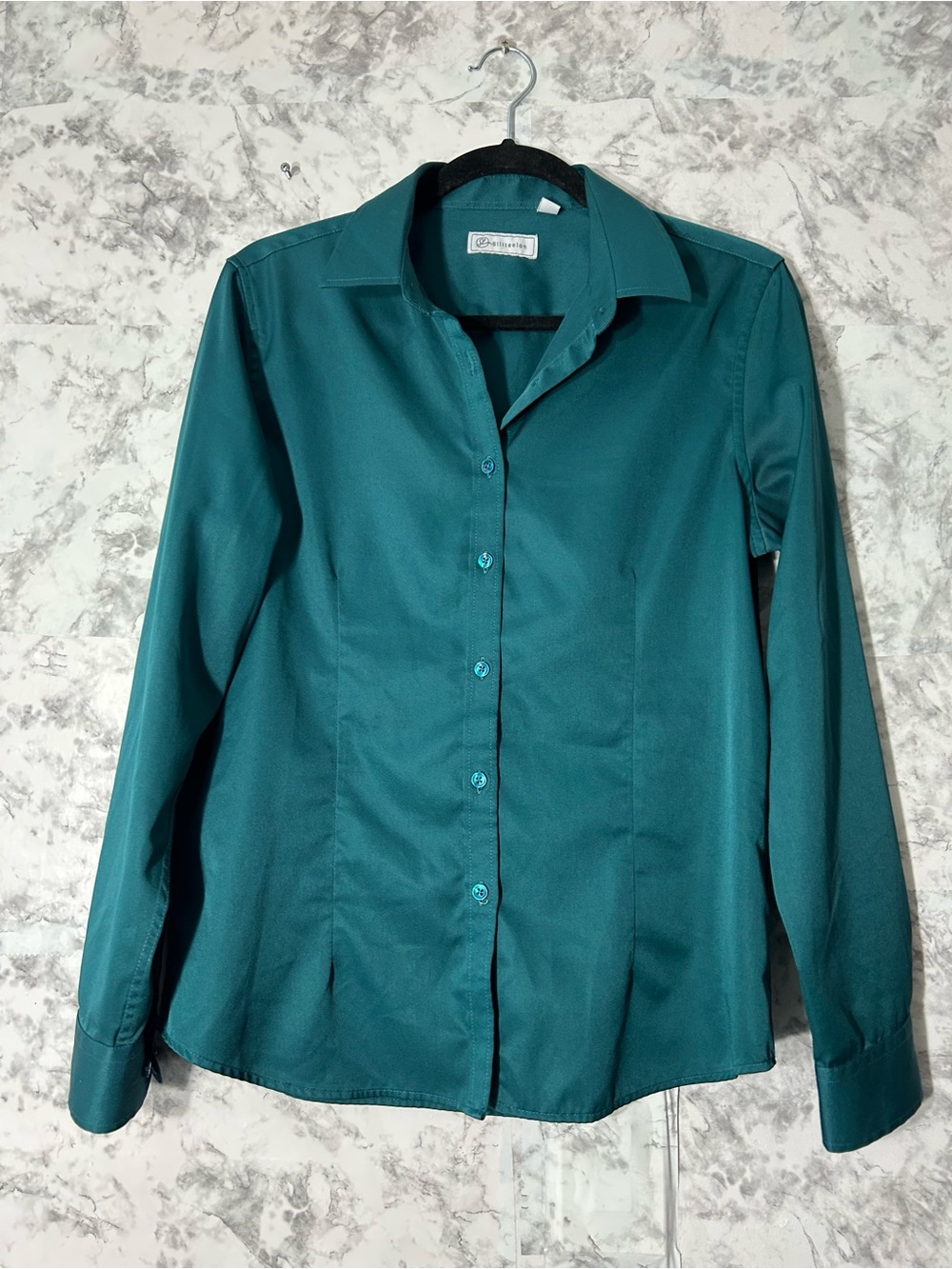 Teal Button-Down Shirt - Classic Women's Long Sleeve